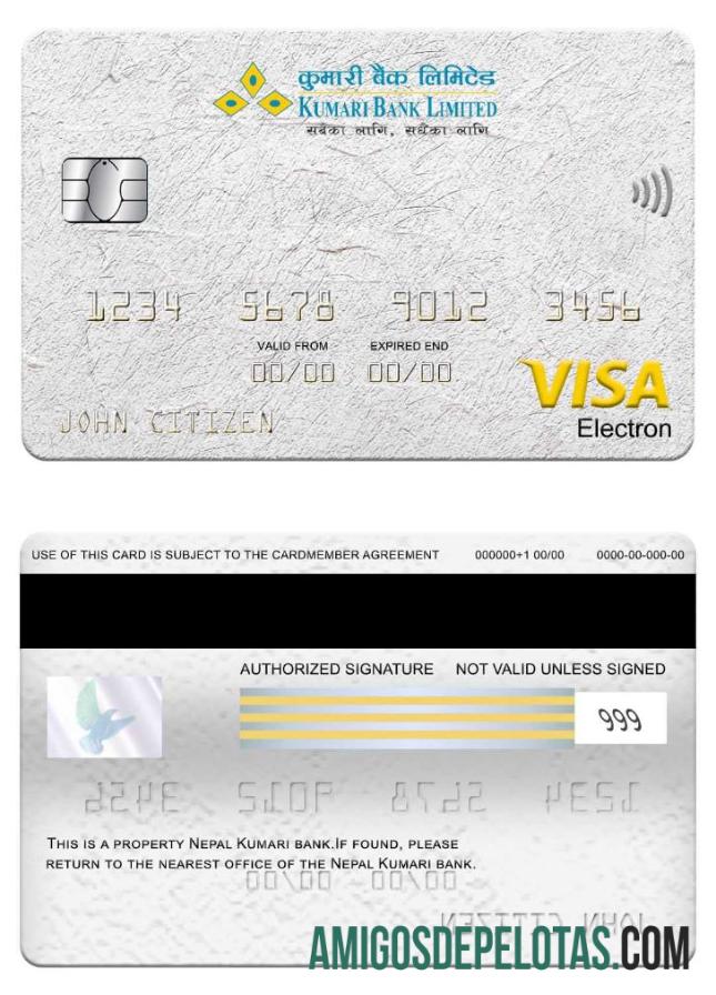 Nepal Kumari Bank Visa Electron Card download for verification